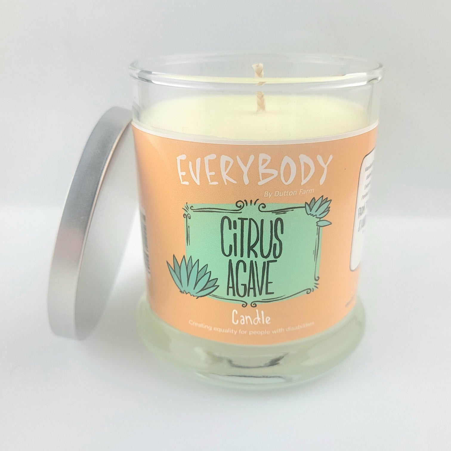 Hand Poured Soy Wax Candle Citrus Agave Scent EveryBody by Dutton